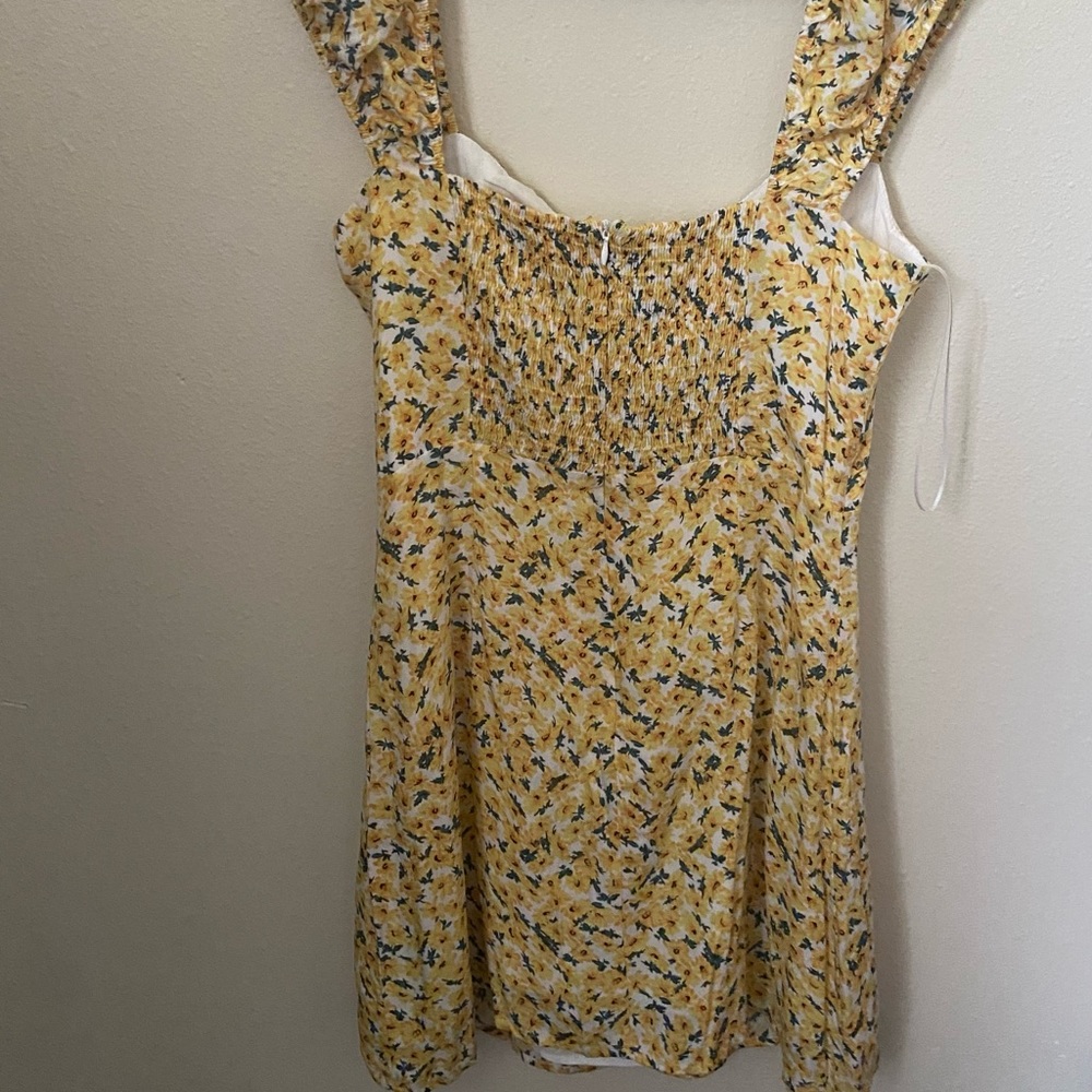 Yellow floral mini dress - Picture 3 of 4